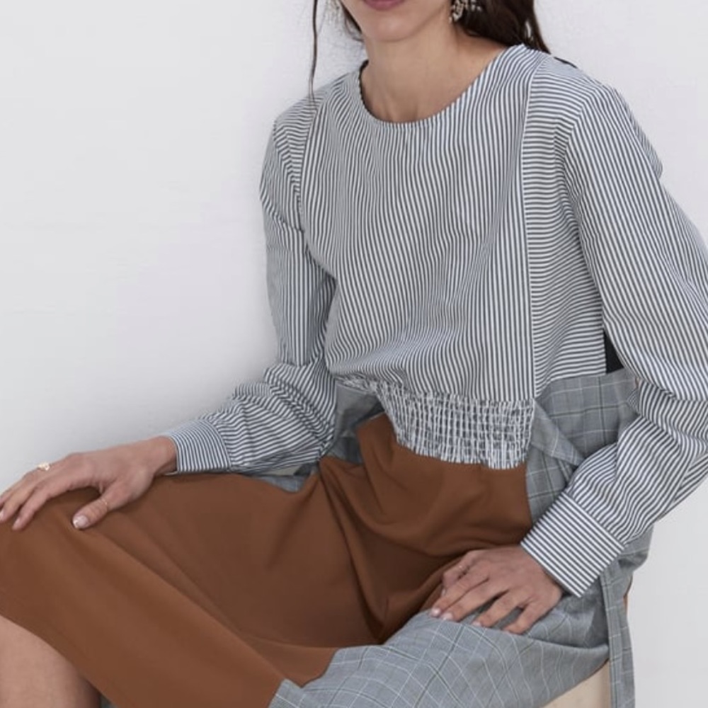 ZARA striped contrasting Midi dress, size M